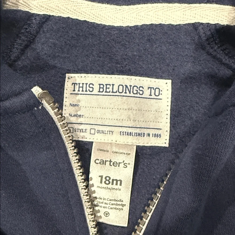 Carter's Classic Navy Zip-Up Hoodie